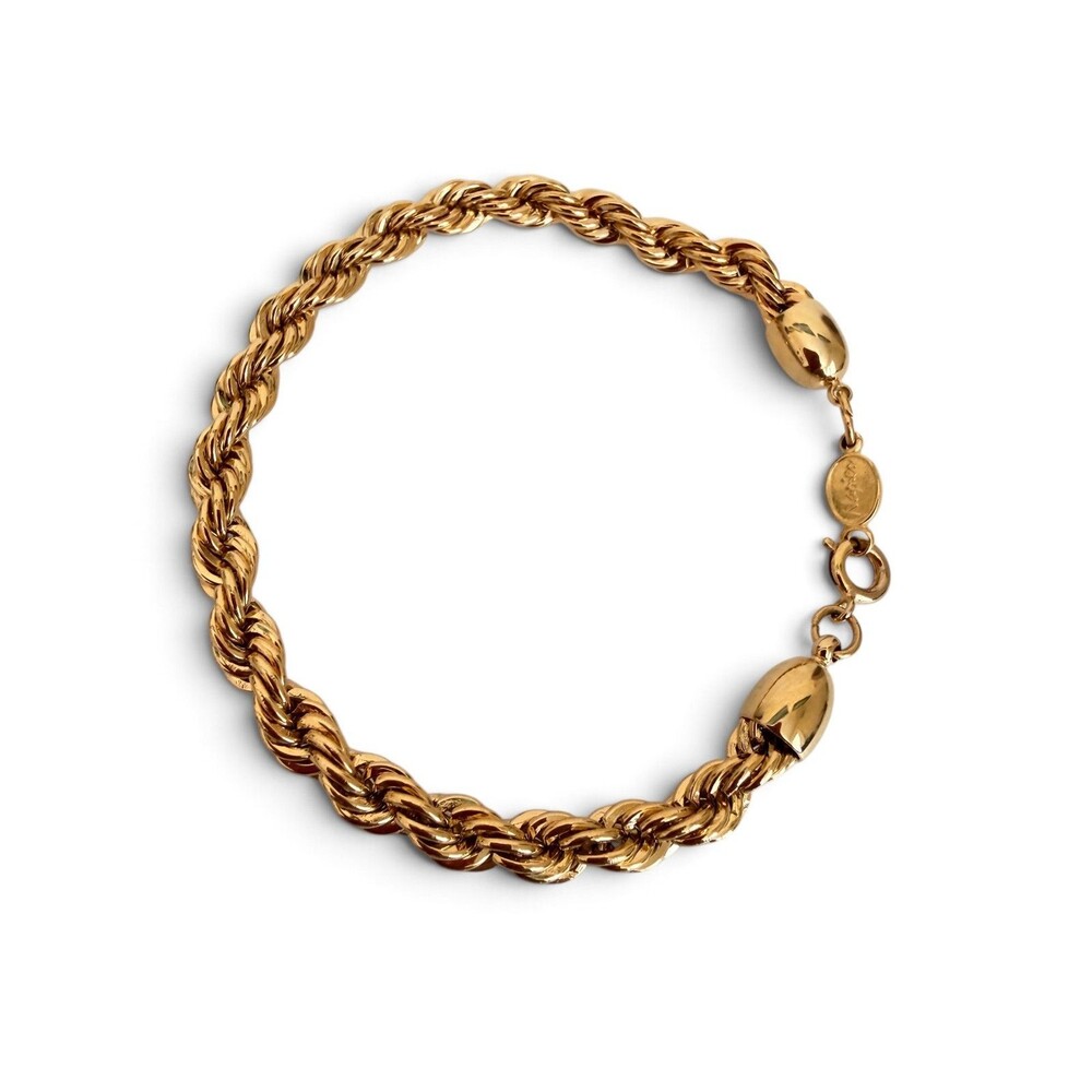 Vintage 1970s Napier Gold Tone Chunky Twisted Rope Chain Bracelet